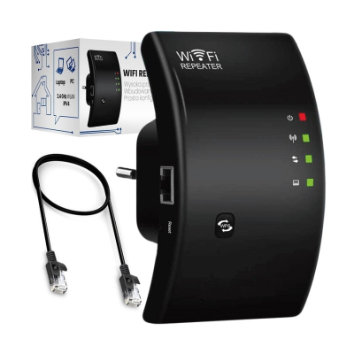 Amplificator semnal Wireless WiFi Repeater/Range Extender 300 Mbps Negru