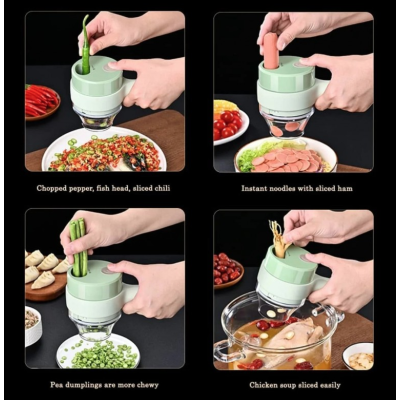 Aparat de tocat si feliat automat verde pentru fructe legume si condimente ACUMULATOR