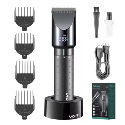 Aparat de tuns fara fir VGR V698 4 distantiere afisaj LED cu suport incarcare USB