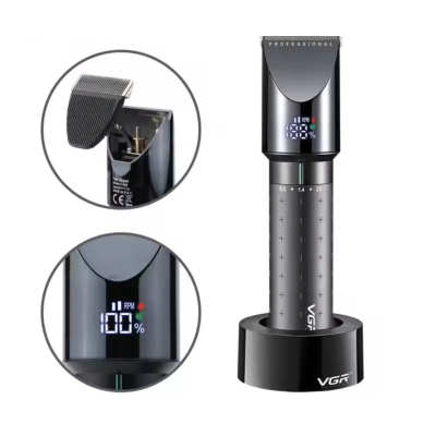 Aparat de tuns fara fir VGR V698 4 distantiere afisaj LED cu suport incarcare USB