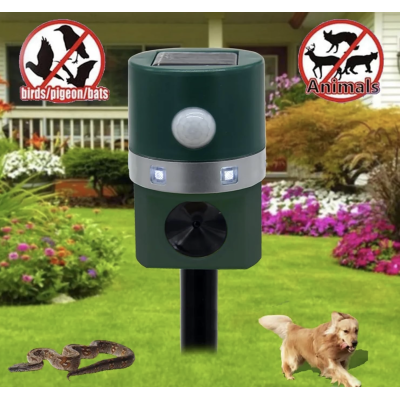 Aparat solar impotriva daunatorilor VERDE cu ultrasunete pentru gradina cu tarus