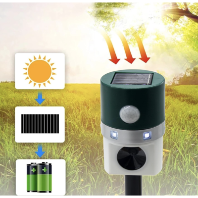 Aparat solar impotriva daunatorilor VERDE cu ultrasunete pentru gradina cu tarus