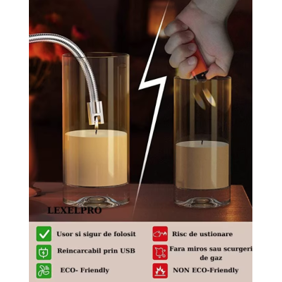 Aprinzator electric cu arc si gat lung flexibil ideal aprindere lumanari aragaz cuptor semineu anti vant