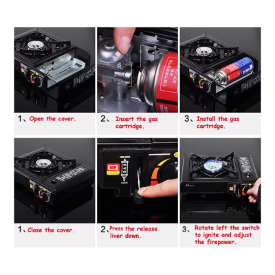 Aragaz camping aprindere automata dubla alimentare butelie spray