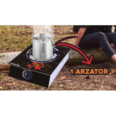 Aragaz din sticla securizata 1 ochi din fonta aprindere pe quartz negru