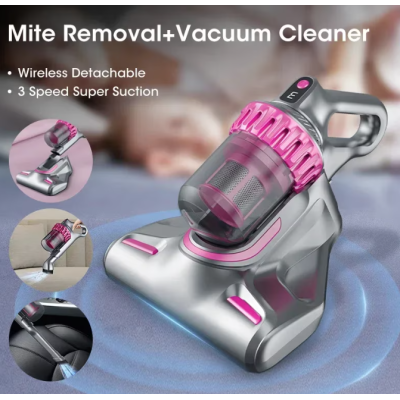 Aspirator de pat anti acarieni wireless igienizare profunda usor si manevrabil 10000Pa cu 8000 de vibratii pe minut