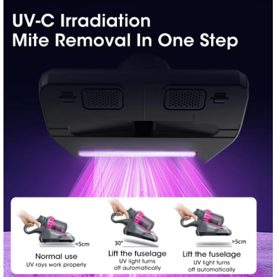 Aspirator de pat anti acarieni wireless igienizare profunda usor si manevrabil 10000Pa cu 8000 de vibratii pe minut