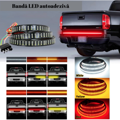 Banda LED autoadeziva rosu galben alb Iluminare 1.5M 12V pentru masina