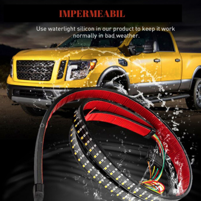 Banda LED autoadeziva rosu galben alb Iluminare 1.5M 12V pentru masina