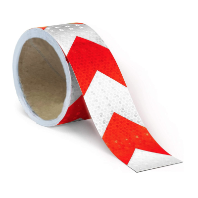 Banda reflectorizanta ALBA cu sageata ROSIE tip fagure rola 25m x 5 cm