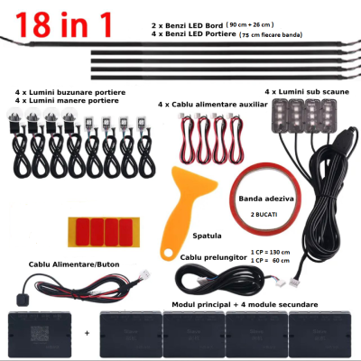 Banda Symphony 18 in 1 lumina ambientala auto RGB dinamice