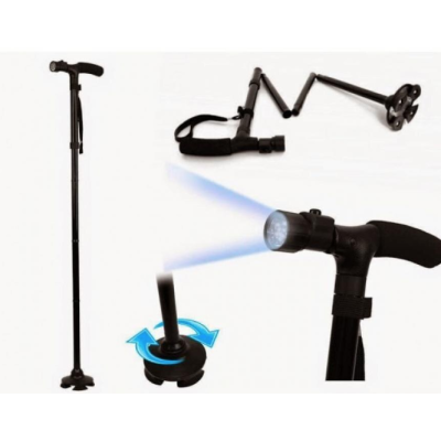 Baston de sprijin Trusty Cane cu inaltime reglabila pliabil cu lanterna