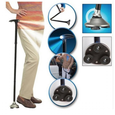 Baston de sprijin Trusty Cane cu inaltime reglabila pliabil cu lanterna