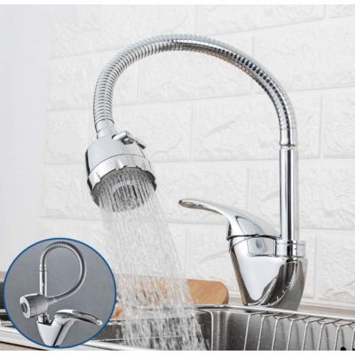 Baterie bucatarie ITALOMIX Pipa flexibila, Perlator 2 functii Crom