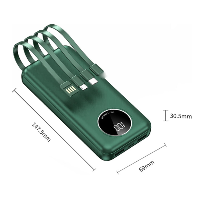 UB Baterie externa 10000mAh capacitate 5 iesiri si cabluri pentru smartphone si display