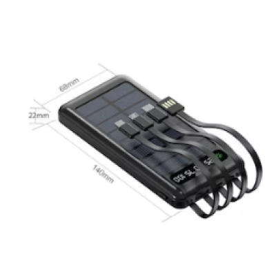 Baterie Externa Solara 12000 mAh Q CD281 Cabluri USB Type C MicroUSB si Lightning Incorporate