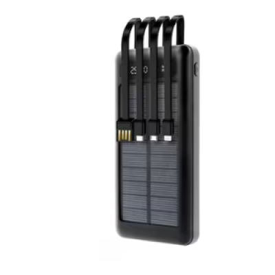 Baterie Externa Solara 12000 mAh Q CD281 Cabluri USB Type C MicroUSB si Lightning Incorporate