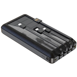 Baterie externa solara cu Cablu Lightning USB-C USB-A și MicroUSB - 10000mAh