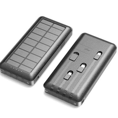 Baterie externa solara cu Cablu Lightning USB-C USB-A și MicroUSB - 10000mAh