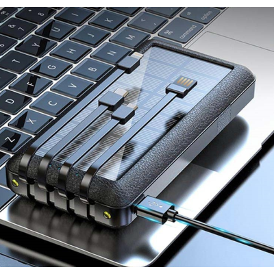 Baterie externa solara cu Cablu Lightning USB-C USB-A și MicroUSB - 10000mAh