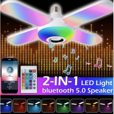 Bec cu patru brate lumina multicolora functie muzicala prin bluetooth si telecomanda