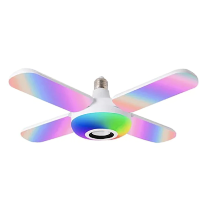 Bec LED 4 elice RGB boxa incorporata bluetooth telecomanda