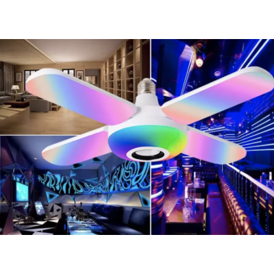 Bec LED 4 elice RGB boxa incorporata bluetooth telecomanda