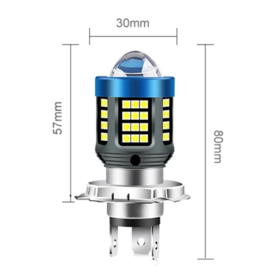 Bec Led H4 MOTO cu doua faze 3030 cu 61 LED SMD temperatura 6000k putere 160W 15000 lm