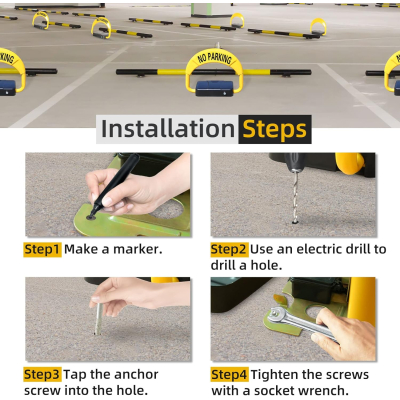 Blocator parcare automat tip bariera rabatabil functie anti furt cu alarma control de la distanta cu cheie si telecomanda Inclusa