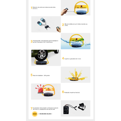Blocator Parcare cu  Panou SOLAR  Automat si Telecomanda acumulator inclus