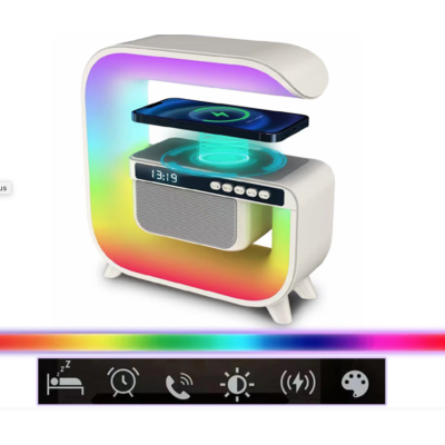 Boxa bluetooth LED cu incarcator wireless si ceas HM G3