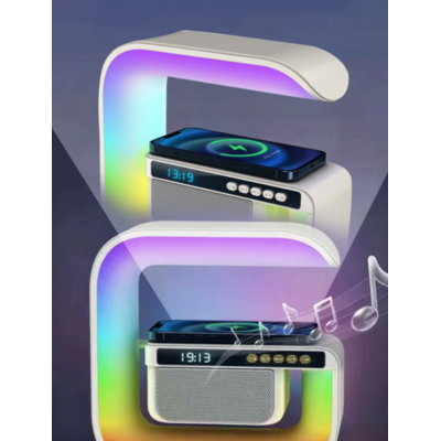 Boxa bluetooth LED cu incarcator wireless si ceas HM G3