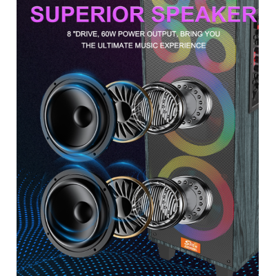 Boxa karaoke JQS 9088L de 8 x 2 inch 18000W cu led multicolor