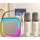 Boxa Karaoke Portabilă K12 cu 2 Microfoane Wireless LED RGB Radio FM