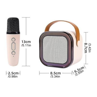 Boxa Karaoke Portabilă K12 cu 2 Microfoane Wireless LED RGB Radio FM