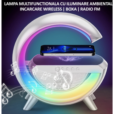 Boxa Multifunctionala G500 3 in 1 lampa LED RGB smart bluetooth Incarcator telefon wireless Boxa Multifunctionala G500 3 in 1 lampa LED RGB smart bluetooth Incarcator telefon wireless