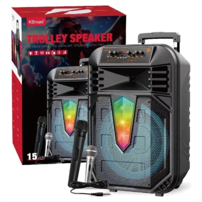 Boxa portabila 15 inch cu microfon KTS 2071 RGB Bluetooth USB SD FM tip TROLLER