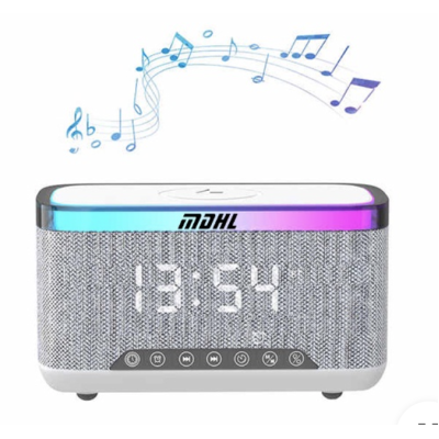 Boxa portabila 4 in 1 cu 12 moduri de iluminare MD S300 Bluetooth Ceas Incarcator Wireless Boxa portabila 4 in 1 cu 12 moduri de iluminare MD S300 Bluetooth Ceas Incarcator Wireless