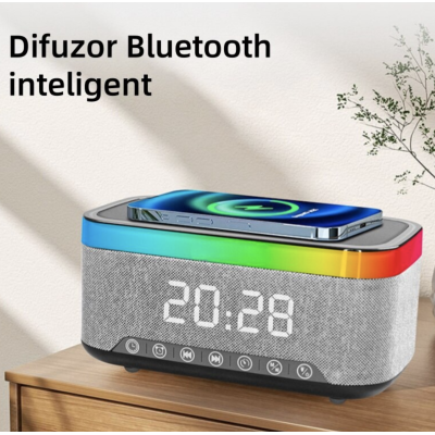 Boxa portabila 4 in 1 cu 12 moduri de iluminare MD S300 Bluetooth Ceas Incarcator Wireless Boxa portabila 4 in 1 cu 12 moduri de iluminare MD S300 Bluetooth Ceas Incarcator Wireless