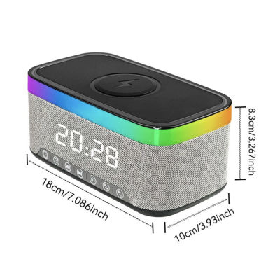 Boxa portabila 4 in 1 cu 12 moduri de iluminare MD S300 Bluetooth Ceas Incarcator Wireless Boxa portabila 4 in 1 cu 12 moduri de iluminare MD S300 Bluetooth Ceas Incarcator Wireless