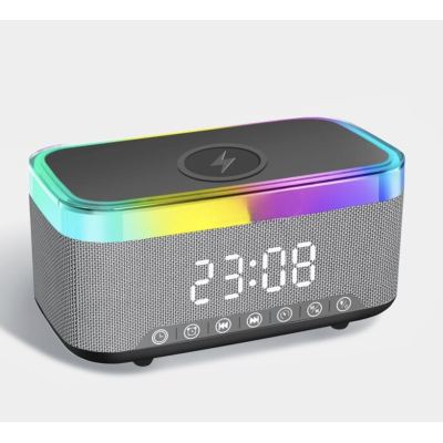 Boxa portabila 4 in 1 cu 12 moduri de iluminare MD S300 Bluetooth Ceas Incarcator Wireless Boxa portabila 4 in 1 cu 12 moduri de iluminare MD S300 Bluetooth Ceas Incarcator Wireless