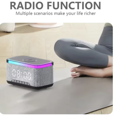 Boxa portabila 4 in 1 cu 12 moduri de iluminare MD S300 Bluetooth Ceas Incarcator Wireless Boxa portabila 4 in 1 cu 12 moduri de iluminare MD S300 Bluetooth Ceas Incarcator Wireless