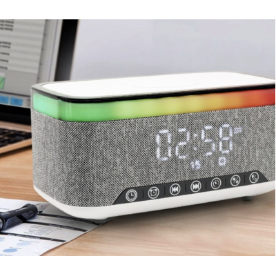 Boxa portabila 4 in 1 cu 12 moduri de iluminare MD S300 Bluetooth Ceas Incarcator Wireless Boxa portabila 4 in 1 cu 12 moduri de iluminare MD S300 Bluetooth Ceas Incarcator Wireless