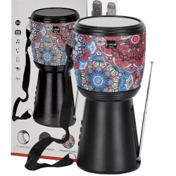 Boxa portabila bluetooth cu incarcare solara design Darbuka cu radio FM si lanterna Boxa portabila bluetooth cu incarcare solara design Darbuka cu radio FM si lanterna