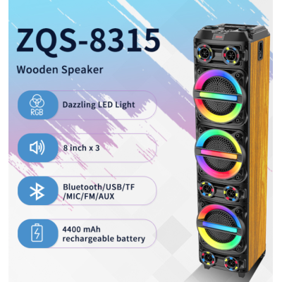 Boxa portabila mare ZQS8315 de 18000W cu 2 microfoane si telecomanda