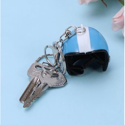 Breloc Chei Model Casca Moto Albastru 