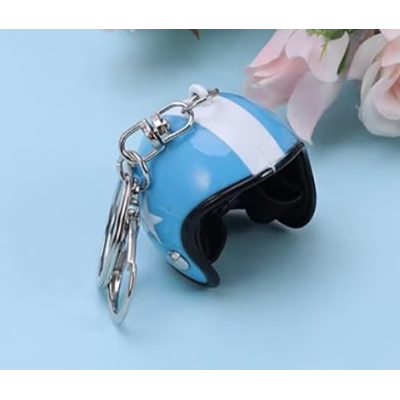 Breloc Chei Model Casca Moto Albastru 