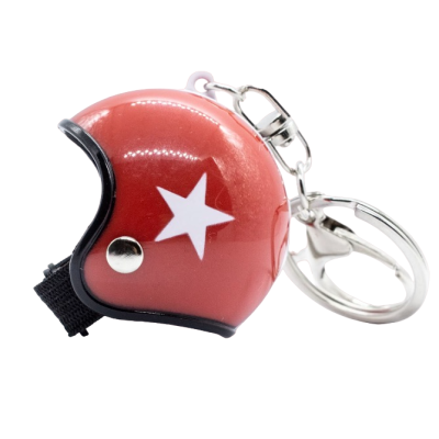 Breloc Chei Model Casca Moto Rosu