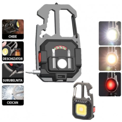 Breloc cu lanterna Andowl Q D911 LED COB multifunctional