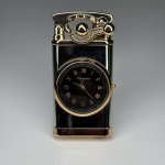 Bricheta cu Ceas si flacara dubla si Pedala Silver  HF-606